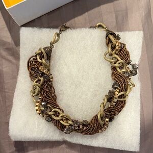 Elegant Gold and Brown Beaded Necklace